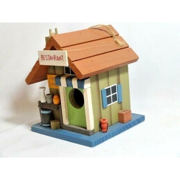 Country Diner Restaurant Birdhouse Hanging Bird House Cord Embellishments Wood - Picture 2 of 3